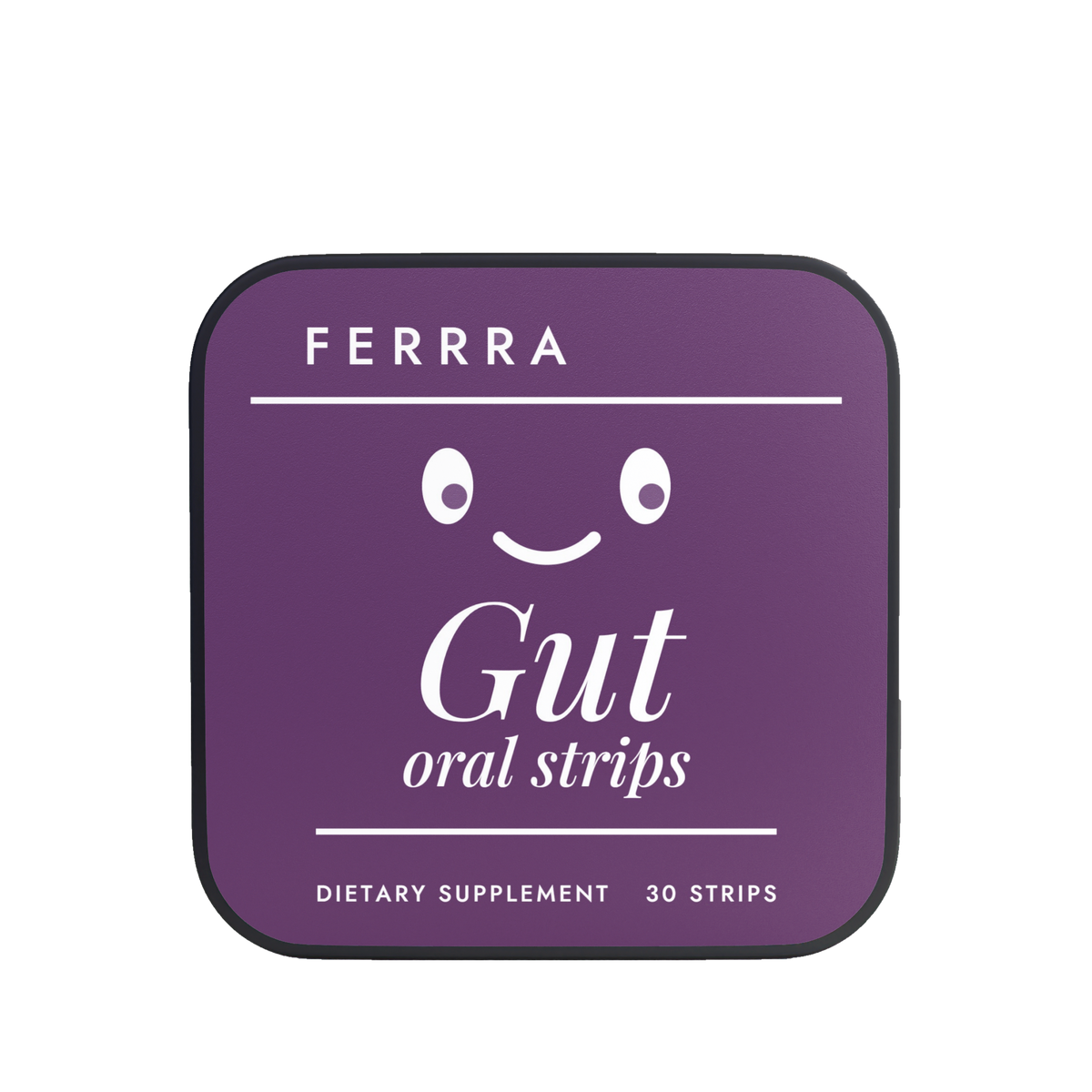 Ferrra Gut oral strips — front tin