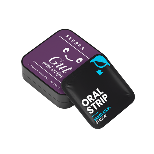 Ferrra Gut oral strips — tin and sachet