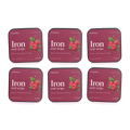 Six tins of Ferrra Iron oral strips arranged together — a six month supply.