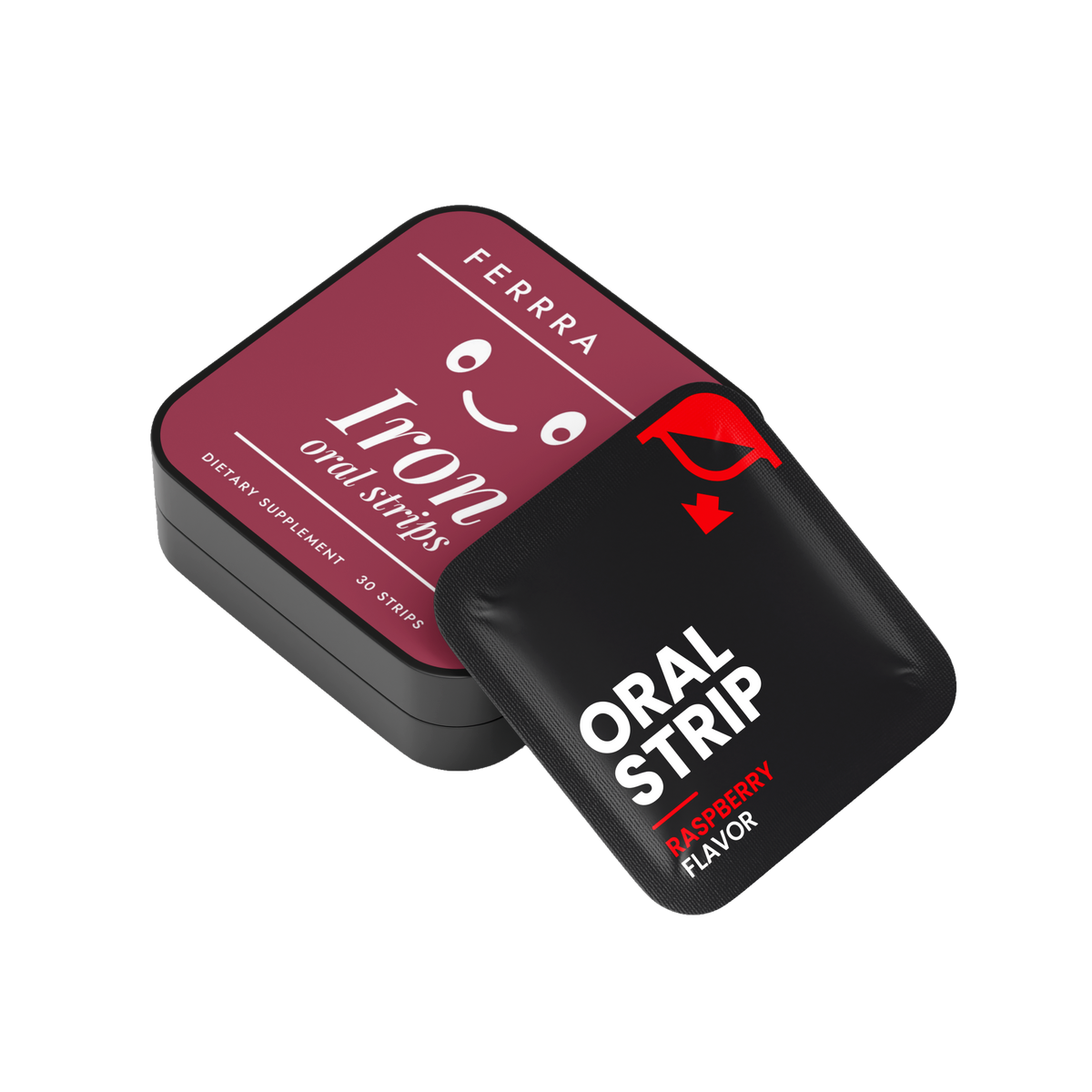 Ferrra Iron oral strips — tin and sachet
